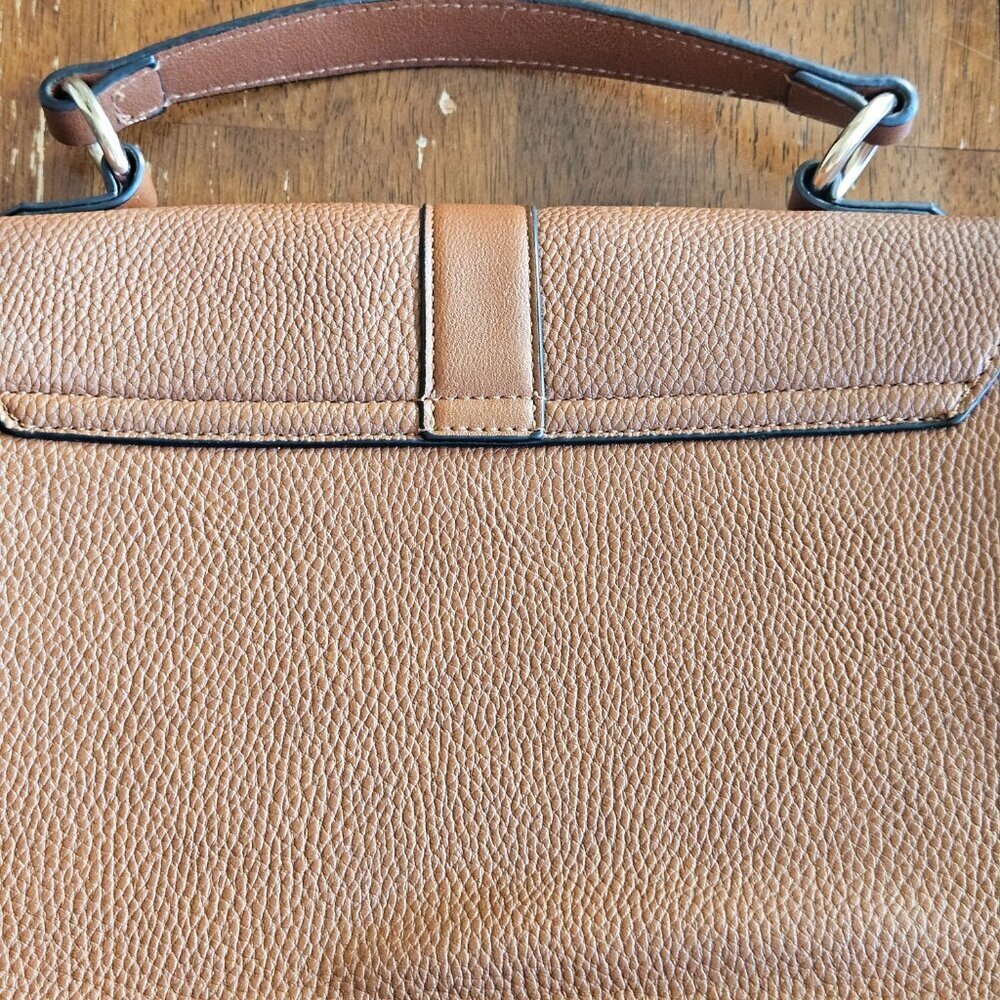 Stradivarius Crossbody Medium Faux Leather brown Purse handle strap Gold lock - Picture 7 of 9